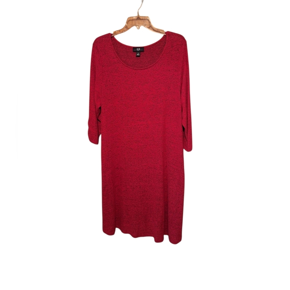 AGB Essential Cozy RED / Black Dress Ladies Plus Size 1X NWT Holiday Oversized
